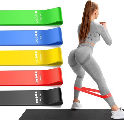 Resistance Bands for Working Out, 5 Levels Resistance Exercise Bands with Woven Bag, Bands for Working Out Women Men, Yoga, Pilates, Rehabilitation Training in Saudi Arabia