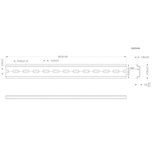 10 Pieces TS35/7.5 Slotted DIN Rail, Zinc Plated SPCC Steel with RoHS, CE, 12" Long 35mm Wide 7.5mm High in Kuwait