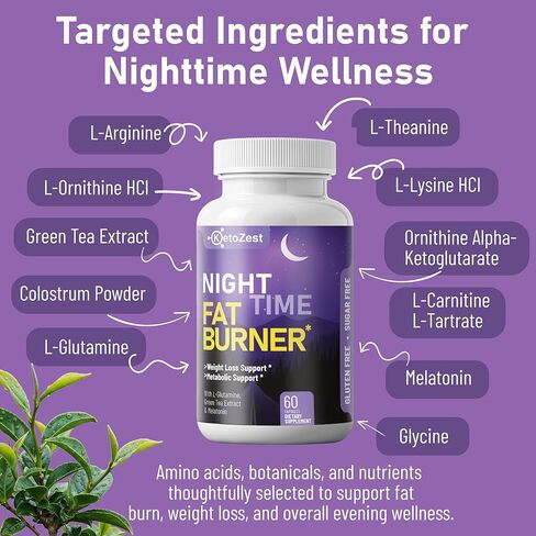 حارق الدهون أثناء الليل لفقدان الوزن - معزز لعملية التمثيل الغذائي لحرق دهون البطن أثناء الليل ومكمل طبيعي لتثبيط الشهية للرجال والنساء - حبوب دعم للتحكم في الوزن للاسترخاء in Kuwait