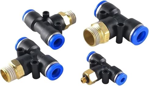 20/50PCS PB Tee T type Pneumatic Fitting Quick Connector 6-12mm Hose Tube to 1/8 1/4 3/8 1/2 Thread Air Compressor Joint Coupler(PB8-02,100Pcs) in Saudi Arabia