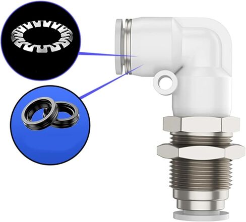 1pcs PLM Pneumatic Quick Connector L-shaped Elbow 4mm 6mm 8mm 10mm 12mm PU Hose White Air Connector Copper Baffle Bulkhead Connector(PLM-8) in Saudi Arabia
