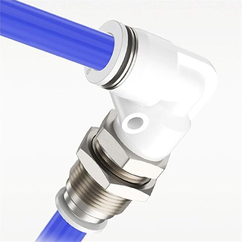 1pcs PLM Pneumatic Quick Connector L-shaped Elbow 4mm 6mm 8mm 10mm 12mm PU Hose White Air Connector Copper Baffle Bulkhead Connector(PLM-8) in Saudi Arabia