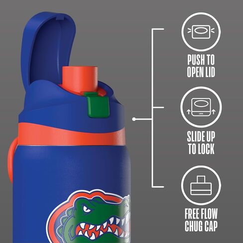 Hydrapeak Officially Licensed Florida Gators Oasis 32 oz Water Bottle with Chug Lid Push Button, Stainless Steel Water Bottle No Straw, 32 oz Insulated Water Bottle in Kuwait