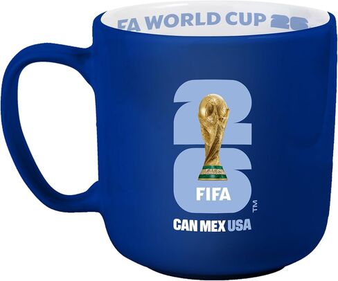 كوب مخطط لكأس العالم لكرة القدم 2026 سعة 15 أونصة - أدوات شرب سيراميك متينة بمظهر مخطط مميز - هدية مثالية لمحبي وهواة كرة القدم in Kuwait