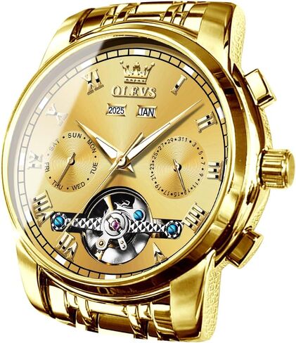 OLEVS Watches for Men 42MM Large Dial Skeleton with Luminous Waterproof Stainless Steel Fashion Dress Car Watch in Saudi Arabia