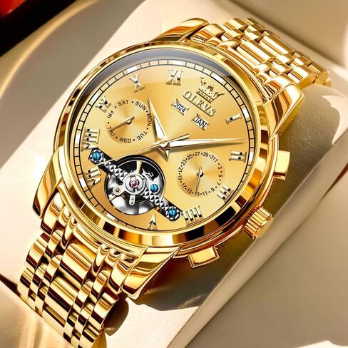 OLEVS Watches for Men 42MM Large Dial Skeleton with Luminous Waterproof Stainless Steel Fashion Dress Car Watch in Saudi Arabia