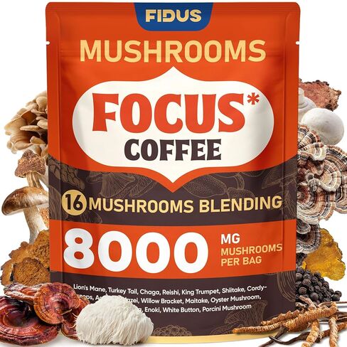 Fidus Mushroom Wellness Powder | 16 فطر في مزيج قوي | 17300mg Adaptogens للطاقة العقلية والتوازن المناعي | صيغة نباتية | 90 حصص in Kuwait