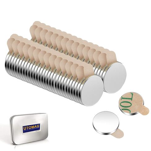 Round Magnets with Adhesive Backing - 60 Pieces 10x1 mm - Powerful Neodymium Disc Magnets with Double-Sided Adhesive, Perfect for Science, Kitchen, Office, School in Saudi Arabia
