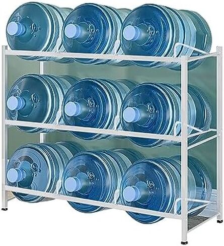 Heavy Duty Water Jug Holder - Stackable Storage Rack for Water Bottles & Coolers, Large Capacity Double Row Organizer, Durable Water Dispenser Stand, Perfect for Home & Office in Kuwait