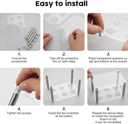 Rengue Holder, 6 Bottle Acrylic Storage Rack with Metal Pillars for Flavor Bottles, Test Tube, Clear and Sturdy Countertop Display in Saudi Arabia