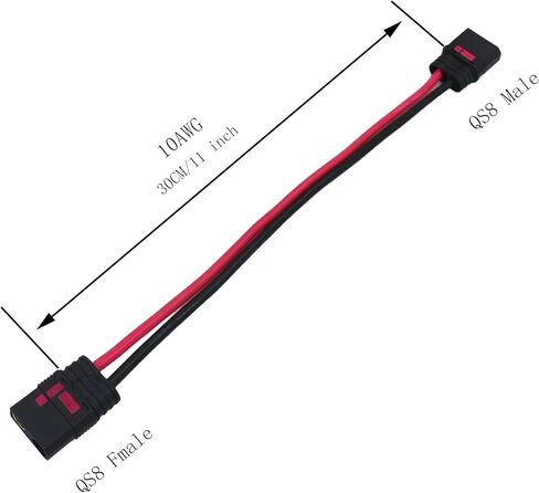QS8-S Male to QS8-S Anti-Spark Female Extension Cable Silicone for RC Drone Lipo Battery Electric Motorcycle E-Bike Output Cable Anti-Spark Male to Female, 10AWG Silicone, 11.8 inch in Kuwait