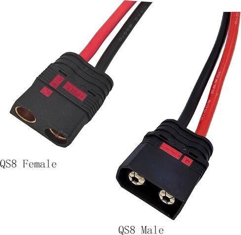 QS8-S Male to QS8-S Anti-Spark Female Extension Cable Silicone for RC Drone Lipo Battery Electric Motorcycle E-Bike Output Cable Anti-Spark Male to Female, 10AWG Silicone, 11.8 inch in Kuwait