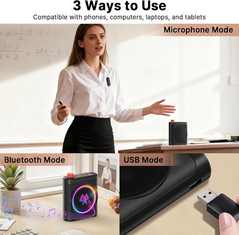 yAyusi Wireless Voice Amplifier for Teachers with 2 Magnetic Lavalier Mics, Hands Free Mini Portable Microphone and Speaker with Lanyard, Rechargeable Teacher Microphones for Classroom/Meetings/Speech in Kuwait