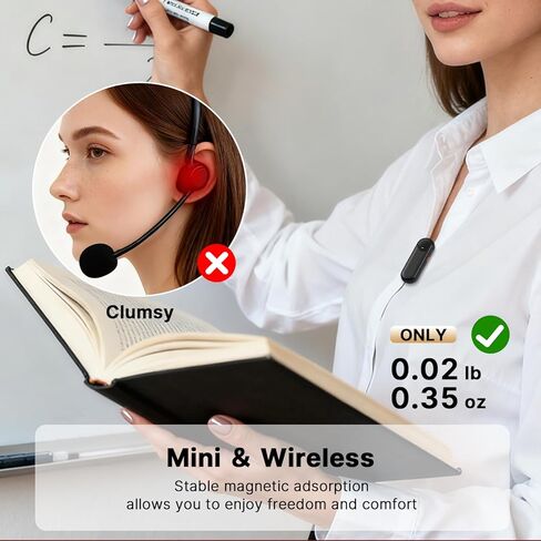 yAyusi Wireless Voice Amplifier for Teachers with 2 Magnetic Lavalier Mics, Hands Free Mini Portable Microphone and Speaker with Lanyard, Rechargeable Teacher Microphones for Classroom/Meetings/Speech in Kuwait