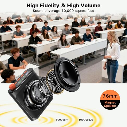yAyusi Wireless Voice Amplifier for Teachers with 2 Magnetic Lavalier Mics, Hands Free Mini Portable Microphone and Speaker with Lanyard, Rechargeable Teacher Microphones for Classroom/Meetings/Speech in Kuwait