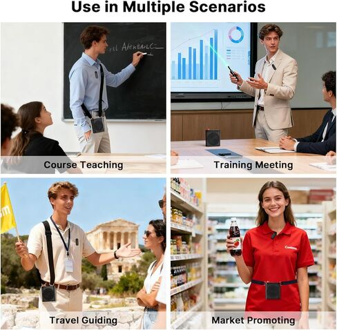 yAyusi Wireless Voice Amplifier for Teachers with 2 Magnetic Lavalier Mics, Hands Free Mini Portable Microphone and Speaker with Lanyard, Rechargeable Teacher Microphones for Classroom/Meetings/Speech in Kuwait