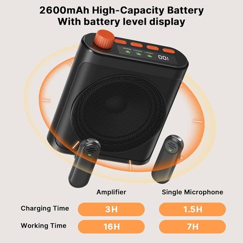 yAyusi Wireless Voice Amplifier for Teachers with 2 Magnetic Lavalier Mics, Hands Free Mini Portable Microphone and Speaker with Lanyard, Rechargeable Teacher Microphones for Classroom/Meetings/Speech in Kuwait