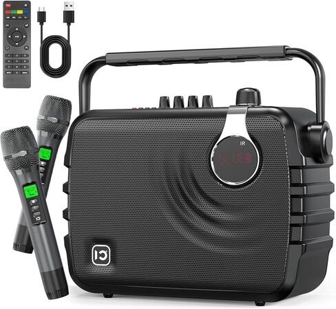 SHIDU 120W Power Voice Amplifier with 2 Wireless Bluetooth Microphones, Professional Microphone with Speaker Portable PA System & Karaoke Machine Support USB/TF Card/Aux/Guitar K6 in Kuwait