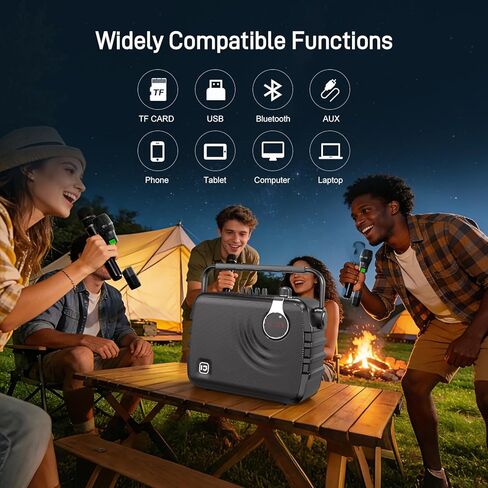 SHIDU 120W Power Voice Amplifier with 2 Wireless Bluetooth Microphones, Professional Microphone with Speaker Portable PA System & Karaoke Machine Support USB/TF Card/Aux/Guitar K6 in Kuwait