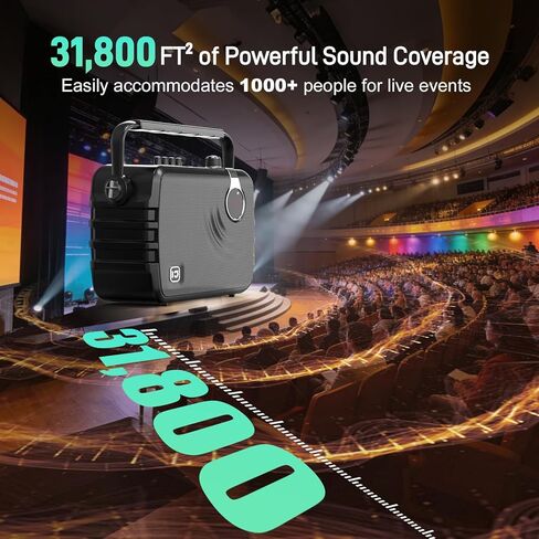 SHIDU 120W Power Voice Amplifier with 2 Wireless Bluetooth Microphones, Professional Microphone with Speaker Portable PA System & Karaoke Machine Support USB/TF Card/Aux/Guitar K6 in Kuwait