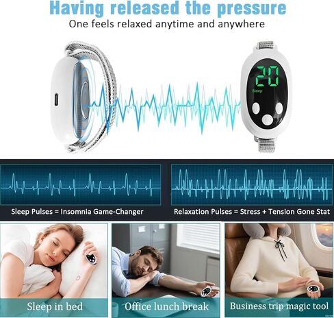 جهاز محمول للمساعدة في النوم، جهاز للقلق، يساعد على تخفيف القلق على النوم، ويعزز الراحة، قابل لإعادة الشحن عبر USB لتخفيف التوتر، ونوبات الذعر والإثارة، وتحسين النوم، والمزاج والتركيز in Kuwait