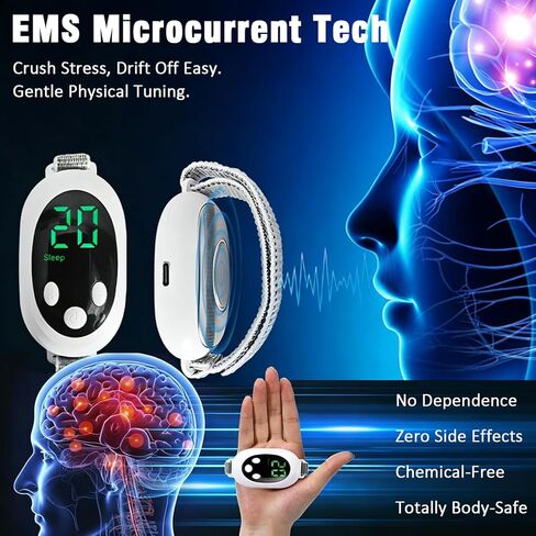 جهاز محمول للمساعدة في النوم، جهاز للقلق، يساعد على تخفيف القلق على النوم، ويعزز الراحة، قابل لإعادة الشحن عبر USB لتخفيف التوتر، ونوبات الذعر والإثارة، وتحسين النوم، والمزاج والتركيز in Kuwait