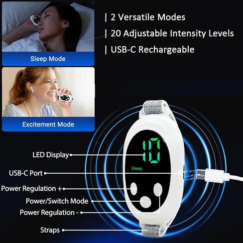 جهاز محمول للمساعدة في النوم، جهاز للقلق، يساعد على تخفيف القلق على النوم، ويعزز الراحة، قابل لإعادة الشحن عبر USB لتخفيف التوتر، ونوبات الذعر والإثارة، وتحسين النوم، والمزاج والتركيز in Kuwait