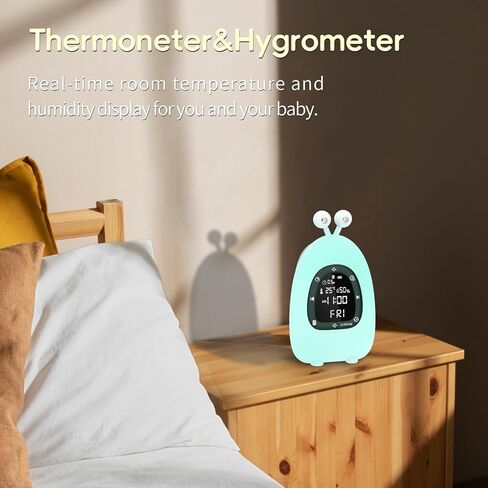 Sunrise Alarm Clock Wake Up Light, White Noise Sound Machine with 20 Soothing Sounds, 10 Night Lights, Bluetooth Speaker/Temp & Humidity/Rechargeable, Dimmable Clock Gift for Baby Kids Adults in Saudi Arabia