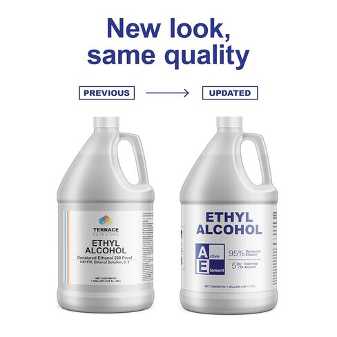 Ethyl Alcohol (Ethanol) 95% Denatured – 1 Gallon – High Purity Multi-Use Solvent – Lab, Electronics, Shellac Thinner & Surface Cleaning – 5% Isopropyl – No Methanol – Made in USA in Kuwait