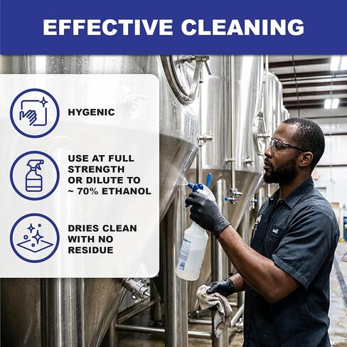 Ethyl Alcohol (Ethanol) 95% Denatured – 1 Gallon – High Purity Multi-Use Solvent – Lab, Electronics, Shellac Thinner & Surface Cleaning – 5% Isopropyl – No Methanol – Made in USA in Kuwait