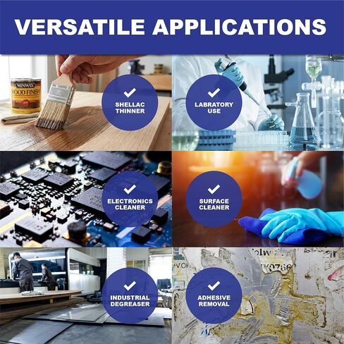 Ethyl Alcohol (Ethanol) 95% Denatured – 1 Gallon – High Purity Multi-Use Solvent – Lab, Electronics, Shellac Thinner & Surface Cleaning – 5% Isopropyl – No Methanol – Made in USA in Kuwait