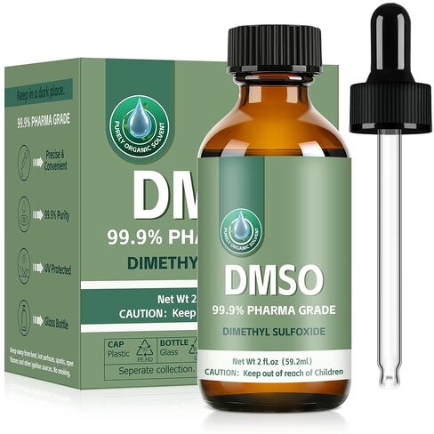 DMSO 99.9%، DMSO نقي من الدرجة الصيدلانية مع قطارة في زجاجة زجاجية، سائل ثنائي ميثيل سلفوكسيد غير مخفف، 2 أونصة سائلة in Kuwait