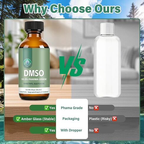 DMSO 99.9%، DMSO نقي من الدرجة الصيدلانية مع قطارة في زجاجة زجاجية، سائل ثنائي ميثيل سلفوكسيد غير مخفف، 2 أونصة سائلة in Kuwait