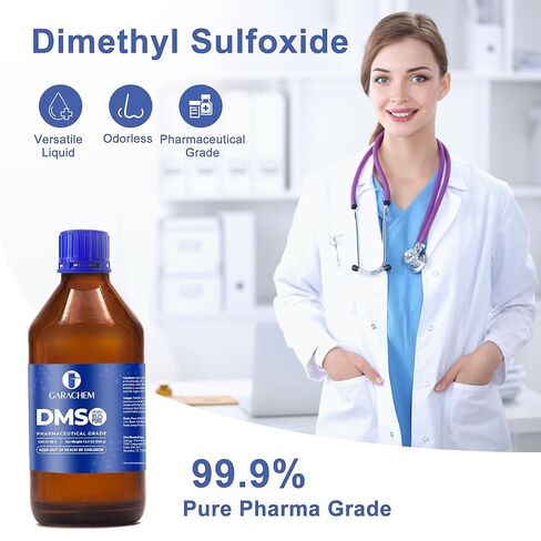 GARACHEM درجة صيدلانية 99.9% DMSO نقي في زجاجة زجاجية، سائل نقي ثنائي ميثيل سلفوكسيد 16.9 أونصة، غير مخفف، رائحة منخفضة in Kuwait