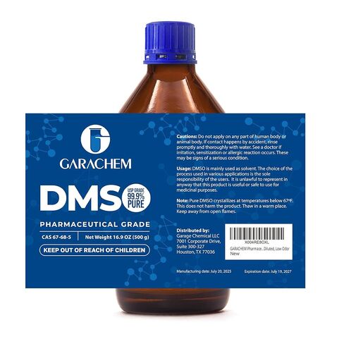 GARACHEM درجة صيدلانية 99.9% DMSO نقي في زجاجة زجاجية، سائل نقي ثنائي ميثيل سلفوكسيد 16.9 أونصة، غير مخفف، رائحة منخفضة in Kuwait