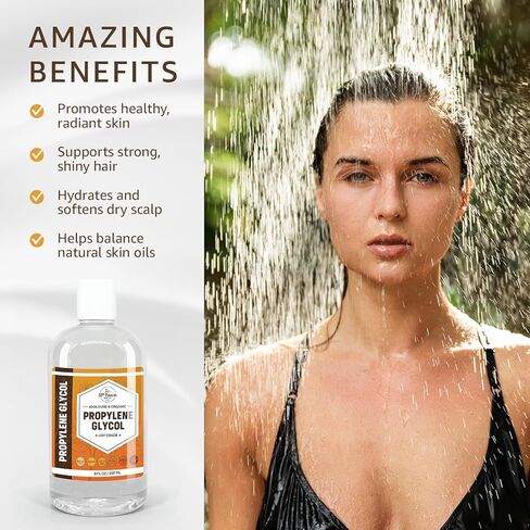 Propylene Glycol USP Grade (16 oz) Non-GMO Moisturizer, Solvent, Emulsifier, Humectant, Soaps, Lotions, Antifreeze, Fog Machines | Highest Purity Manufactured in USA | 16 FL OZ in Kuwait