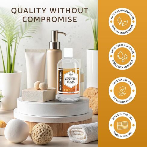 Propylene Glycol USP Grade (16 oz) Non-GMO Moisturizer, Solvent, Emulsifier, Humectant, Soaps, Lotions, Antifreeze, Fog Machines | Highest Purity Manufactured in USA | 16 FL OZ in Kuwait