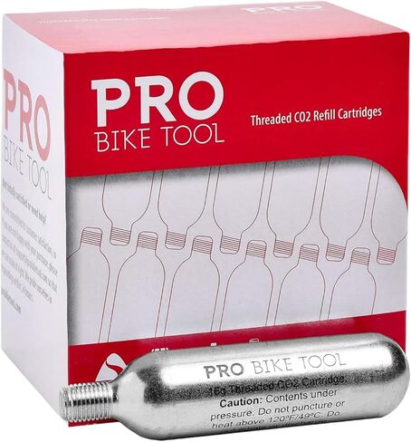 PRO BIKE TOOL CO2 Cartridges - Threaded CO2 Canisters for Bike Tires - Quick Inflation for Road, MTB, Cyclocross, Gravel, Hybrid Bikes - Portable, Durable, Essential for On-The-Go Repairs in Kuwait