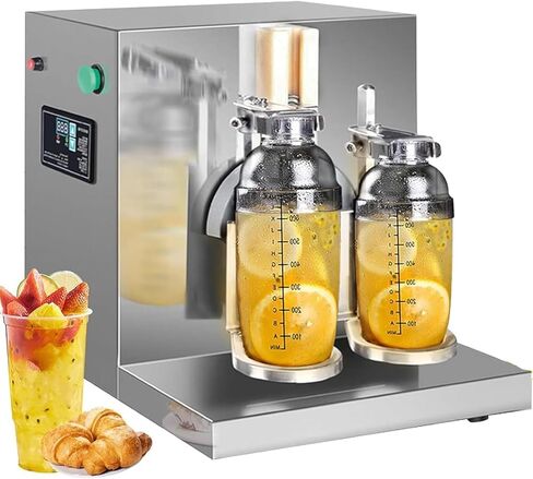 ماكينة رج شاي الحليب الأوتوماتيكية - ماكينة رج كهربائية 360 درجة لشاي الفقاعات والعصير والقهوة والكوكتيلات - كوب مزدوج من الفولاذ المقاوم للصدأ in Kuwait