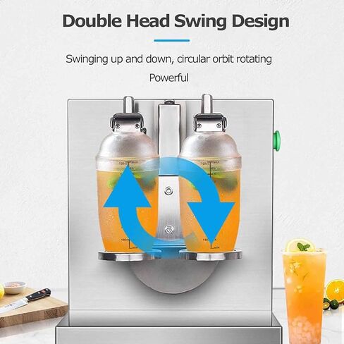 ماكينة رج شاي الحليب الأوتوماتيكية - ماكينة رج كهربائية 360 درجة لشاي الفقاعات والعصير والقهوة والكوكتيلات - كوب مزدوج من الفولاذ المقاوم للصدأ in Kuwait