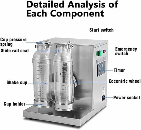 ماكينة رج شاي الحليب الأوتوماتيكية - ماكينة رج كهربائية 360 درجة لشاي الفقاعات والعصير والقهوة والكوكتيلات - كوب مزدوج من الفولاذ المقاوم للصدأ in Kuwait