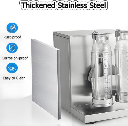 ماكينة رج شاي الحليب الكهربائية، خلاط كوب مزدوج أوتوماتيكي من الفولاذ المقاوم للصدأ لشاي الفقاعات والعصير والقهوة والحليب والكوكتيلات in Kuwait