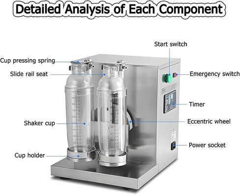 ماكينة رج شاي الحليب الكهربائية، خلاط كوب مزدوج أوتوماتيكي من الفولاذ المقاوم للصدأ لشاي الفقاعات والعصير والقهوة والحليب والكوكتيلات in Kuwait