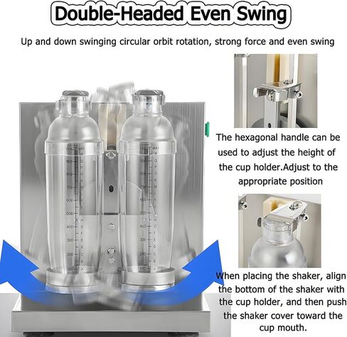 ماكينة رج شاي الحليب الكهربائية، خلاط كوب مزدوج أوتوماتيكي من الفولاذ المقاوم للصدأ لشاي الفقاعات والعصير والقهوة والحليب والكوكتيلات in Kuwait