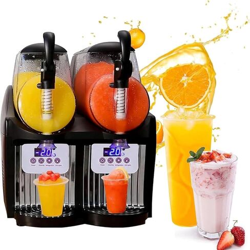 Commercial Double Tank Slushy Juice Machine; 5L Stainless Steel Ice Mixing Cooling Drinks Smoothie Maker; 2 Tanks for Business Mobile Bar Party. in Saudi Arabia