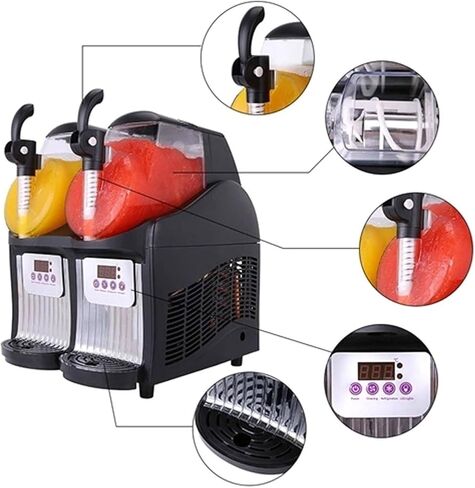 Commercial Double Tank Slushy Juice Machine; 5L Stainless Steel Ice Mixing Cooling Drinks Smoothie Maker; 2 Tanks for Business Mobile Bar Party. in Saudi Arabia