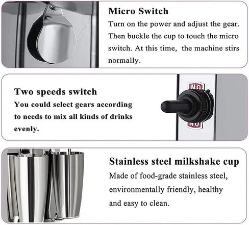 Double Heads Commercial Milkshake Mixer Maker, 2 Speed Fully Automatic Drink Mixer with Stainless Steel Milkshake Mixing Cup for Cafes,Shakes,Bars in Saudi Arabia