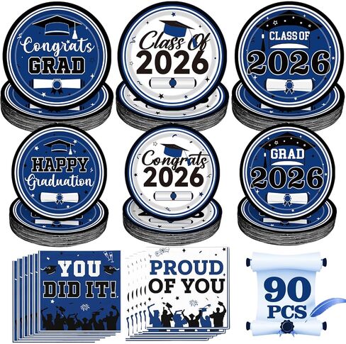 White Gold Graduation Decorations Class of 2025 Graduation Party Supplies 2025 Graduation Plates and Napkins 2025 White and Gold Graduation Party Decorations 90PCS in Kuwait