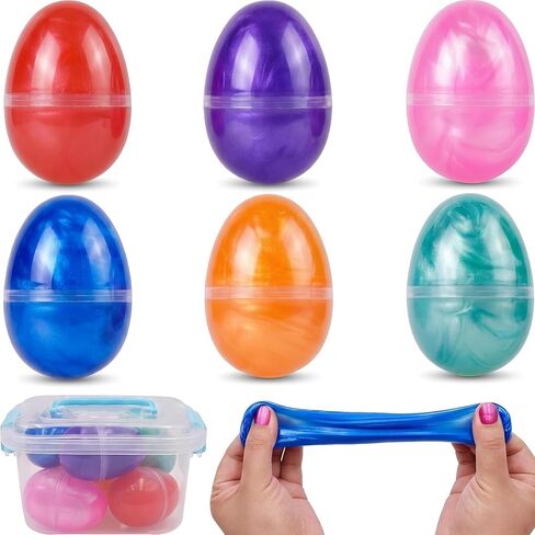 6 Pack Slime Eggs Toys Easter Eggs Toys for Kids Boys Girls Easter Basket Stuffers Party Favors Gifts in Kuwait