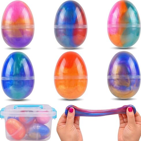 6 Pack Slime Eggs Toys Easter Eggs Toys for Kids Boys Girls Easter Basket Stuffers Party Favors Gifts in Kuwait
